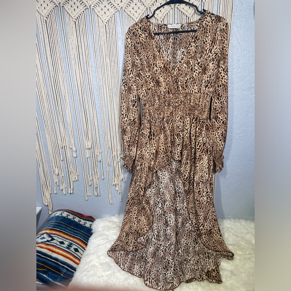 Patrizia Luca High-Low Animal Print Tunic Dress size L